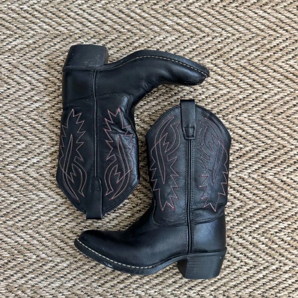 Old West Kids Black‎ Western Pull On Boots Size 12.5